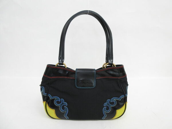 1240104043219 2 Miu Miu Patchwork Tote Bag Black