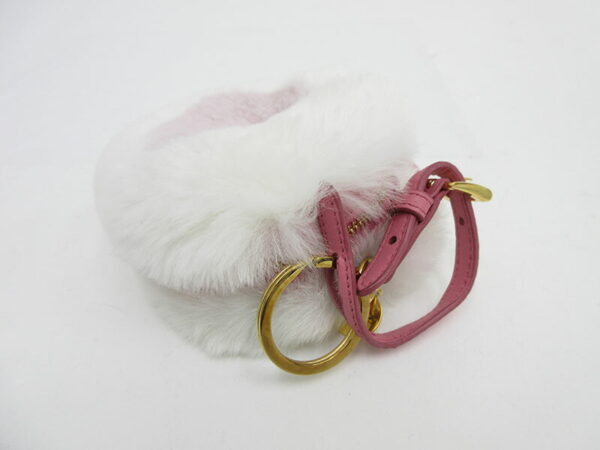 1240501024953 2 Prada Heart Strap Pouch Fur Leather White Pink