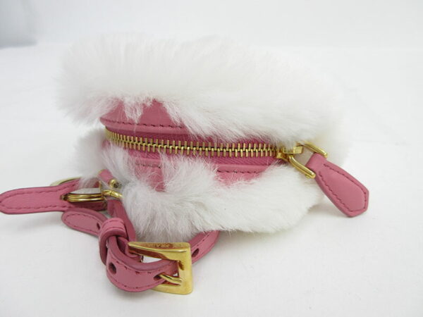 1240501024953 4 Prada Heart Strap Pouch Fur Leather White Pink