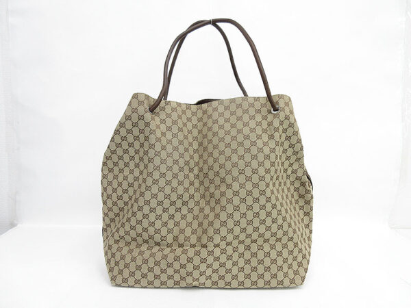 1240803000924 2 Gucci GG Pattern Large Tote Bag Leather Beige