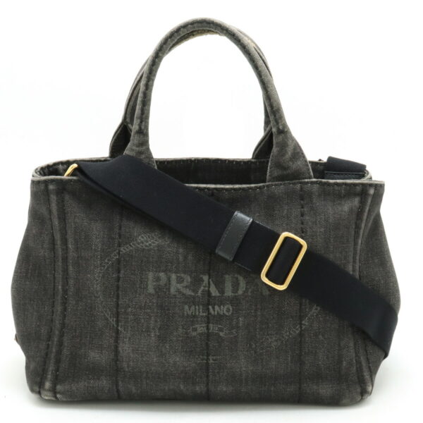 12420283 1 Prada Canapa Tote Bag Denim Nero Black