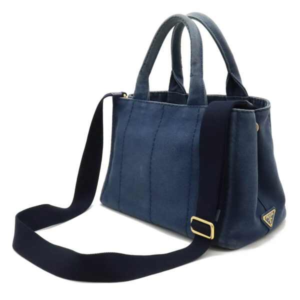 12420939 2 Prada Canapa 2WAY Tote Bag Navy Blue