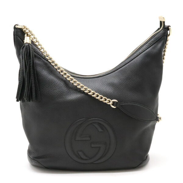 12460080 1 Gucci Soho Interlocking G Chain Bag Leather Black