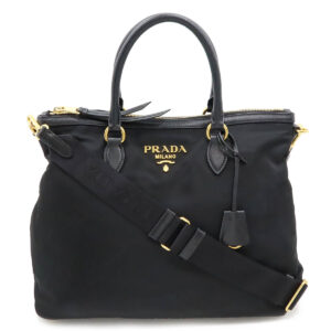 12480357 1 Prada Triangle Canvas Leather 3Way Bag Blue Black