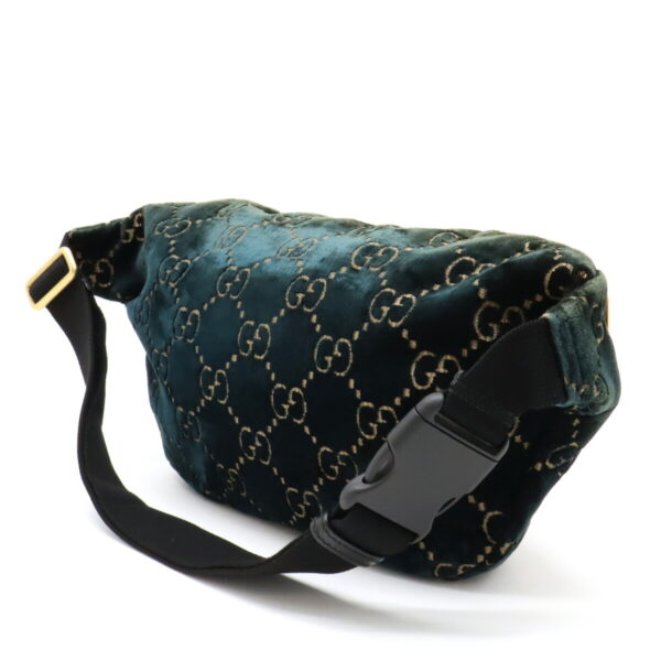 12480739 2 Gucci GG Velvet Sherry Line Waist Pouch Leather Green