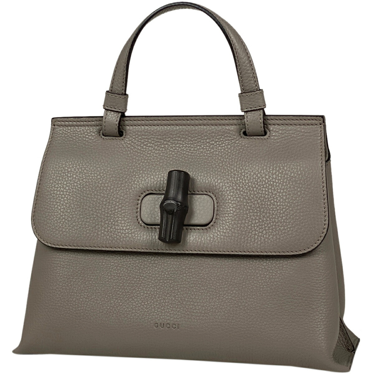 Gucci Bamboo Daily Top Handle Bag 2WAY Leather Greige