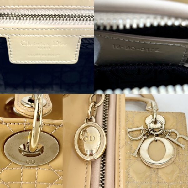 2000312246901567 13 Christian Dior Lady Dior Handbag Patent Leather Beige