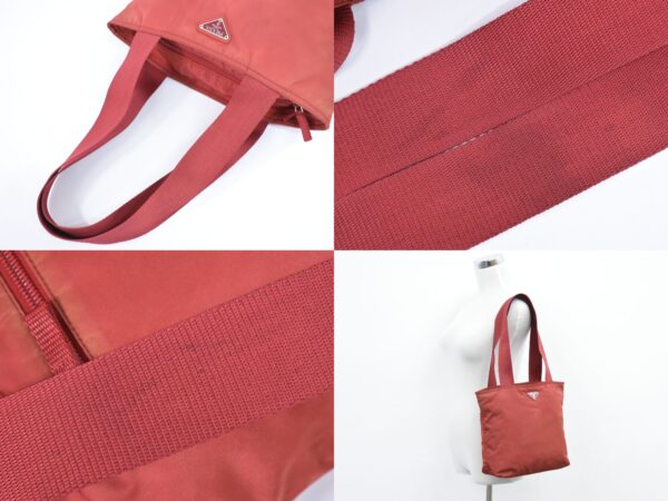 2100020000012635 5 Prada Vela Tote Bag Nylon Red