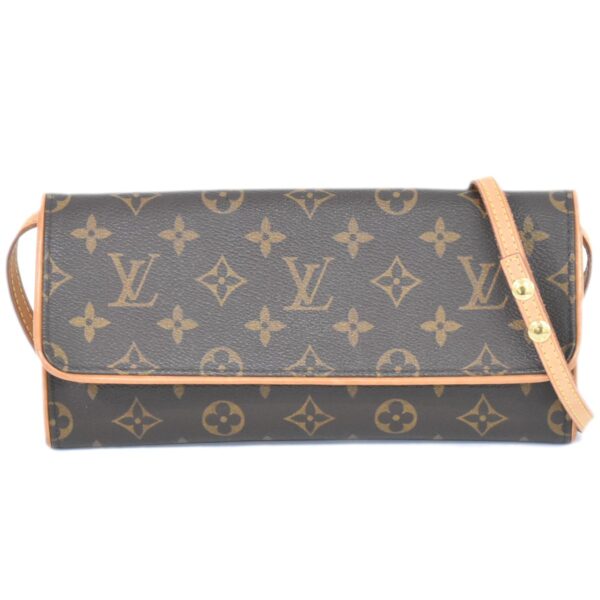 2100020000012957 1 Louis Vuitton Pochette Twin GM Monogram 2WAY Shoulder Bag Brown