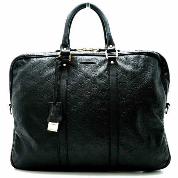 21611464 Gucci Guccisima Business Briefcase Leather Black