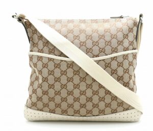 21731630 Gucci GG Twins Tote Bag Leather Khaki Beige Brown