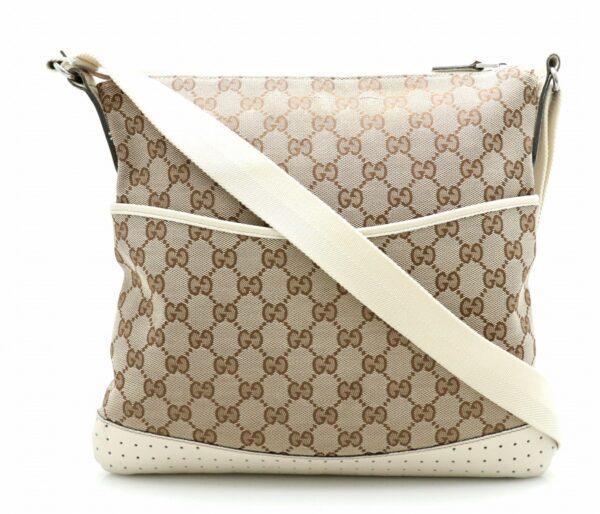 21731630 Gucci GG Crossbody Shoulder Bag Leather Khaki Beige Ivory