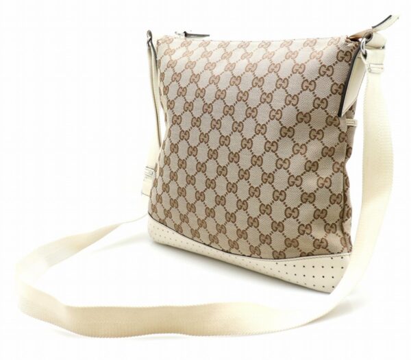 21731630 1 Gucci GG Crossbody Shoulder Bag Leather Khaki Beige Ivory