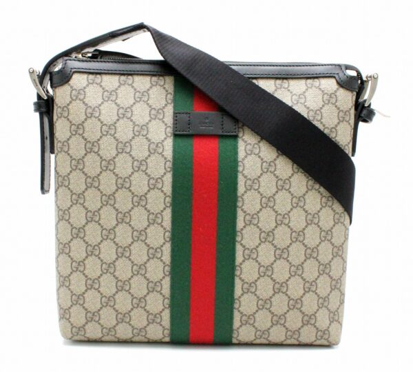 21740049 Gucci GG Supreme Sherry Crossbody Bag Leather Khaki Beige Black