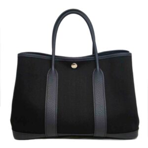 Hermes Garden Party Toile Chevron TPM Tote Bag Black