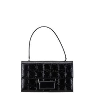 Salvatore Ferragamo Gancini Handbag Shoulder Bag Leather Black