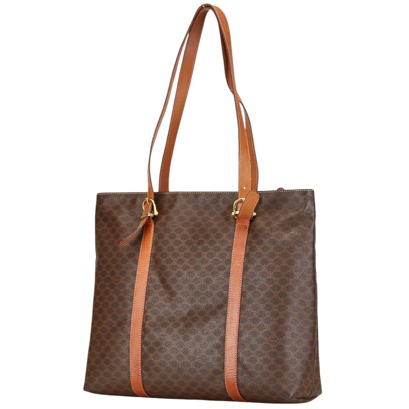 Celine Macadam Leather Handbag Tote Bag Brown - Image 2