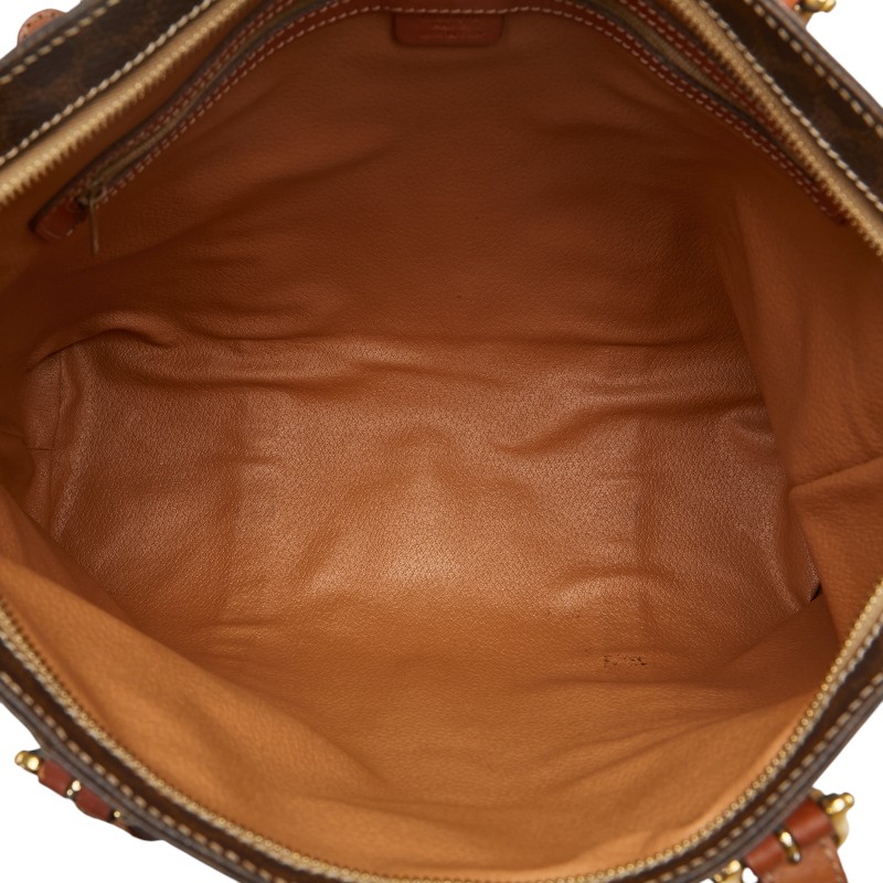 Celine Macadam Leather Handbag Tote Bag Brown - Image 6