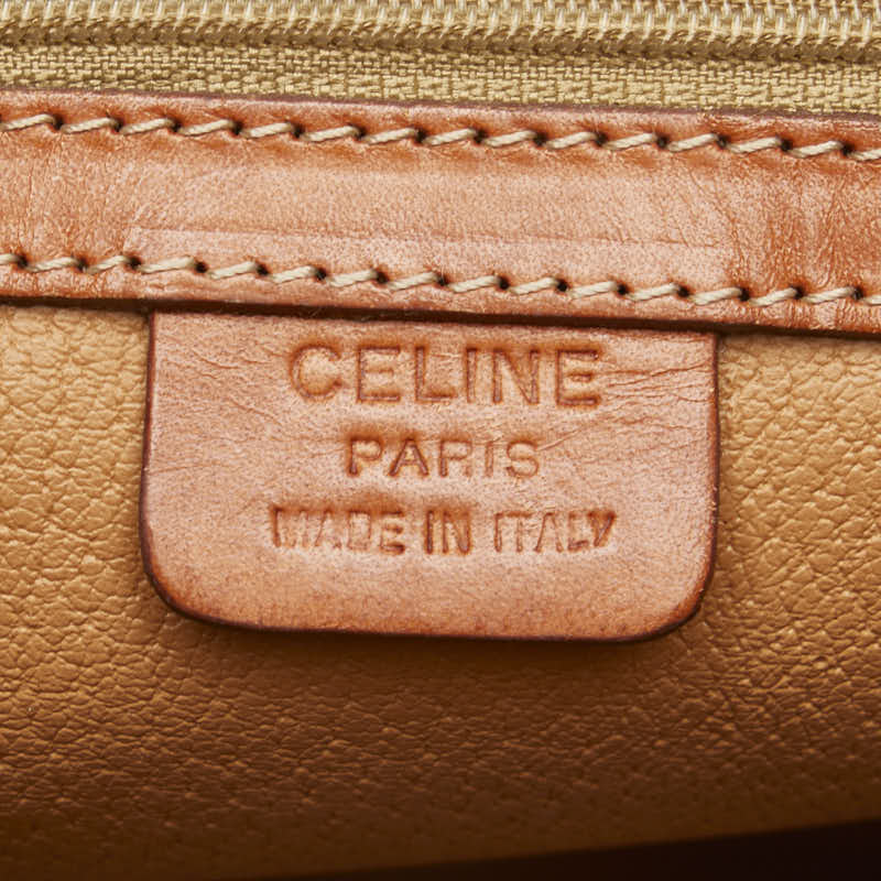 Celine Macadam Leather Handbag Tote Bag Brown - Image 8