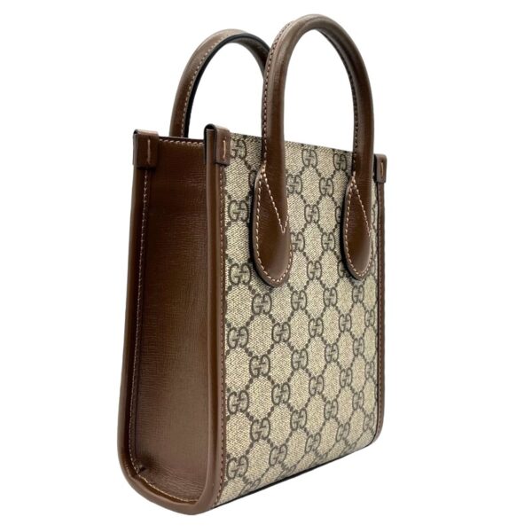 2300039828780 2 Gucci Interlocking G Mini Tote Bag GG Supreme Leather Beige Brown