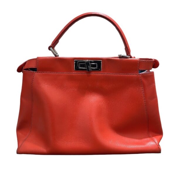 2300040314265 2 Fendi Peekaboo Medium Bugs Calf Handbag Red