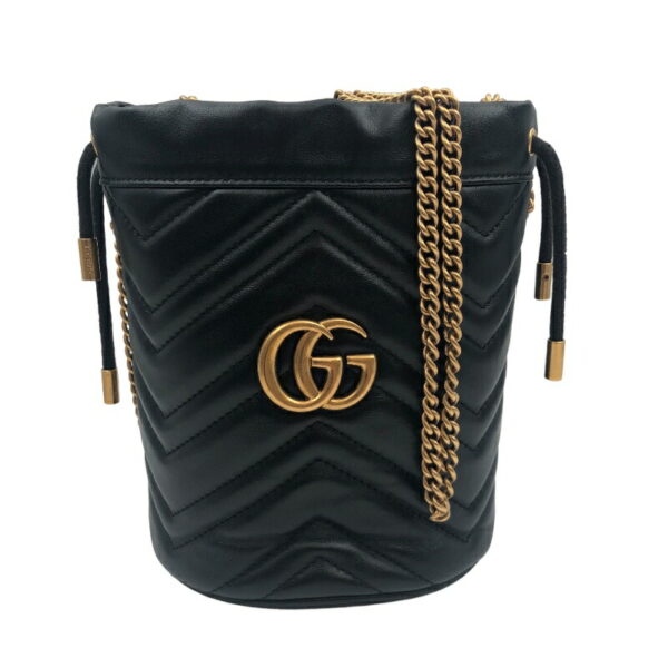 2300040730591 1 Gucci GG Marmont Mini Bucket Bag Leather Black