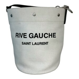 Saint Laurent Rive Gauche Bucket Bag Leather Ivory Black