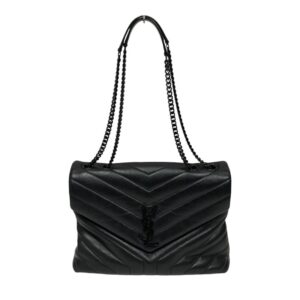 Saint Laurent Lulu Shoulder Bag Leather Black
