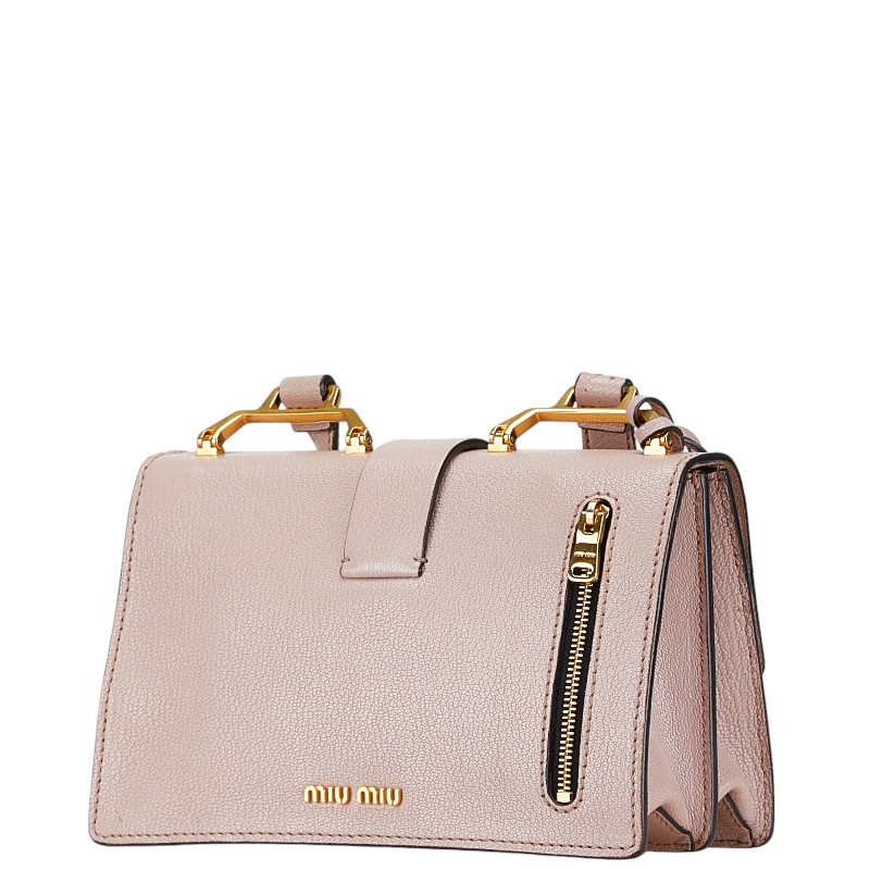Miu Miu Madras Leather Crossbody Shoulder Bag Pink - Image 2