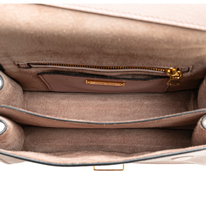 Miu Miu Madras Leather Crossbody Shoulder Bag Pink - Image 4