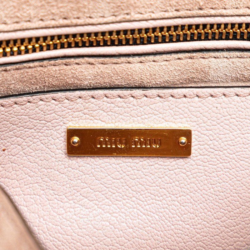 Miu Miu Madras Leather Crossbody Shoulder Bag Pink - Image 6