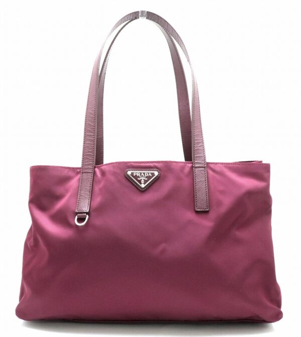 31801566 Prada Tote Bag Nylon Leather Bordeaux