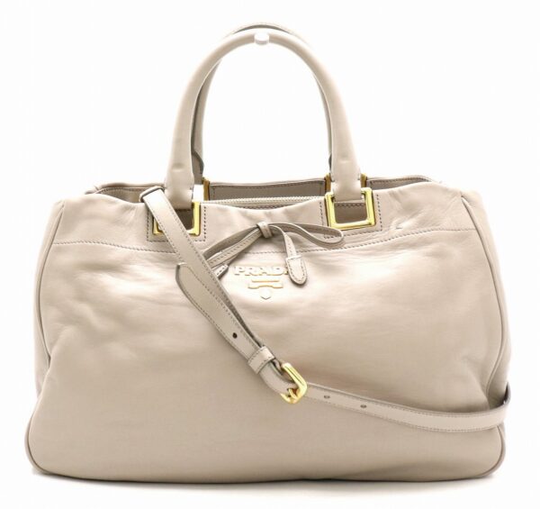 31820300 Prada Shoulder Bag Soft Calf Leather Greige