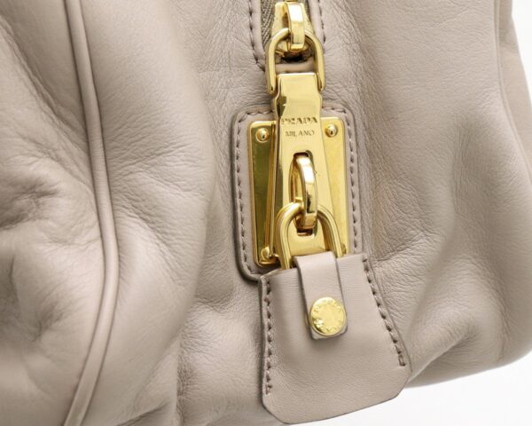 31820300 5 Prada Shoulder Bag Soft Calf Leather Greige