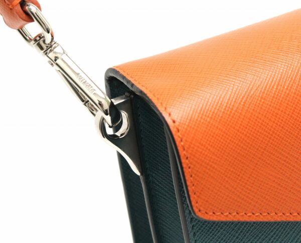 31841760 6 Prada Shoulder Bag 2WAY Clutch Leather Orange Green