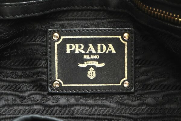 31850479 8 Prada Handbag 2WAY Crossbody Gathered Nylon Leather Black