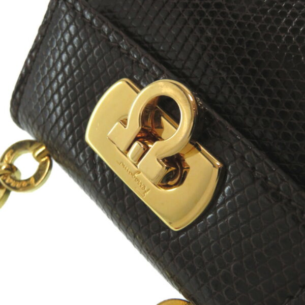 3b0018ee5 8 Ferragamo Gancini Lizard Chain Shoulder Bag Brown