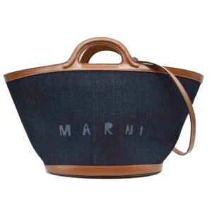 Marni Tropicalia Denim 2Way Leather Bucket Bag