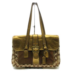 Coach Satchel Canvas Suede Tote Bag