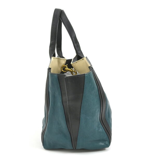 55358a 1 Chloe Handbag Leather Dark Green Black