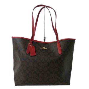 Coach Signature City Tote Bag Red Brown