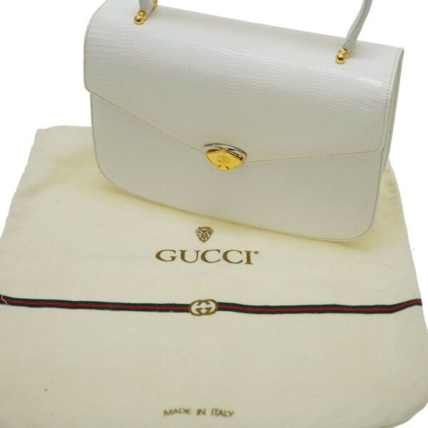 5l0103eb5 9 Gucci Lizard Leather Tote Bag White