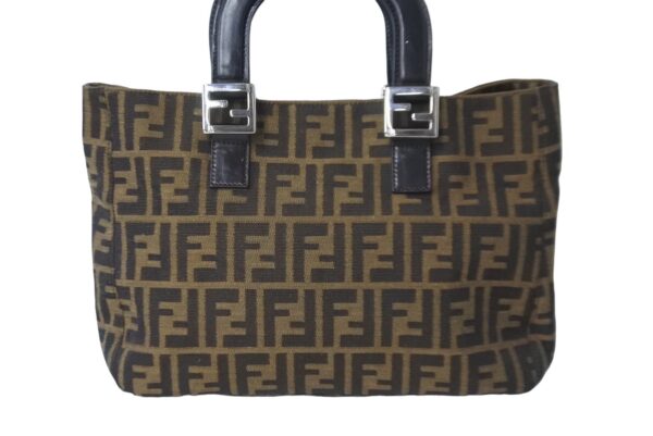 60832 d2 Fendi Zucca Pattern Leather Handbag Brown