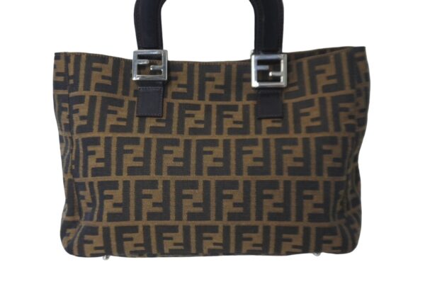 60832 d3 Fendi Zucca Pattern Leather Handbag Brown