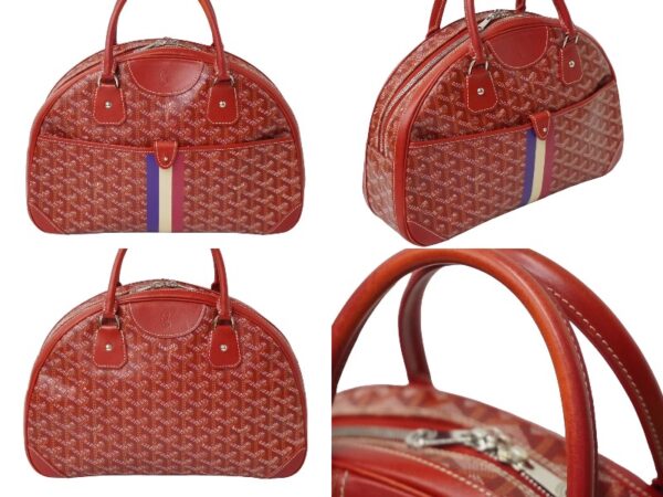 60949 d2 Goyard Saint Jeanne MM Handbag Markage Herringbone Pattern Red