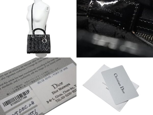 62409 d10 Christian Dior Lady Dior Patent Leather Handbag Black