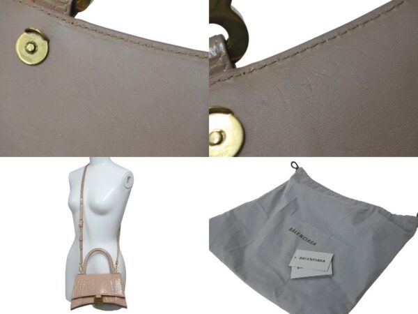 62478 d8 Balenciaga Hourglass Small 2WAY Handbag Pink Beige