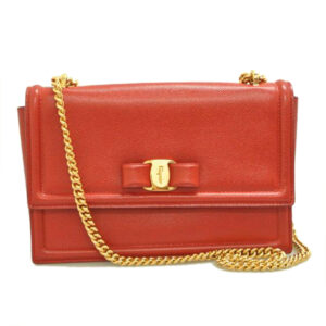 Ferragamo Vera Chain Shoulder Bag Red