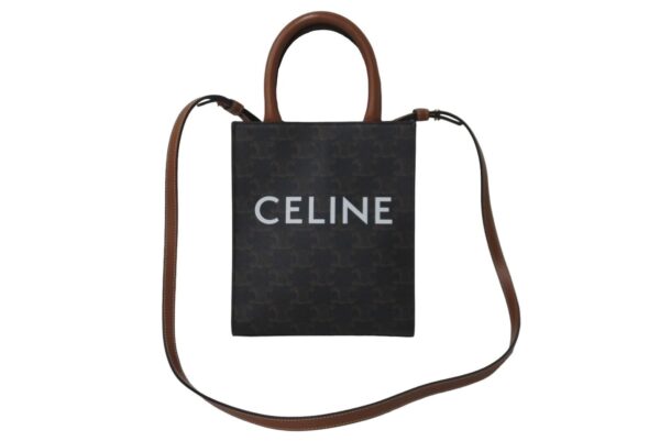 64414 d1 Celine Mini Vertical Shoulder Bag Triomphe Brown