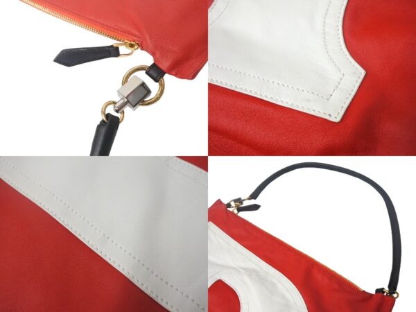 68608 d8 Burberry Flag Clutch Bag Leather Red White